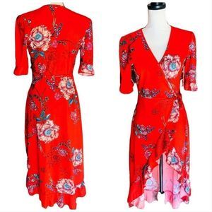 NWT! HAUTE PROJECT LA RED FLORAL HI-LOW WRAP DRESS